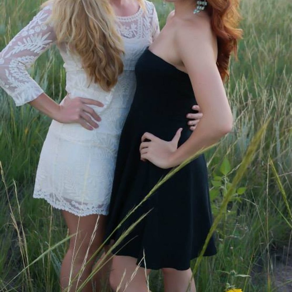 Black strapless skater dress